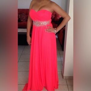 Neon Prom Strapless Dress